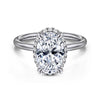 14K White Gold Oval Hidden Halo Diamond Engagement Ring