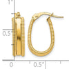 14K Polished Textured Oval Hoop Earrings