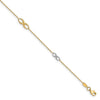 14K Two-tone Infinity 4-Station 9 inch Plus 1 inch Extender - Total 10 inch Anklet