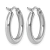 10K White Gold Polished Hinged Hoop Earrings