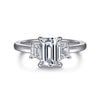 14K White Gold Emerald Cut Three Stone Diamond Engagement Ring