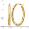 14K ForeverLite Polished and Textured Oval Hoop Earrings