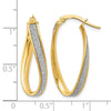 14K Polished Glimmer Infused Oval Twist Hoop Earrings