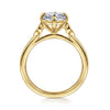 14K Yellow Gold Oval Three Stone Diamond Engagement Ring