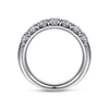 14K White Gold 7 Stone French Pavé Diamond Wedding Band