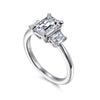 14K White Gold Emerald Cut Three Stone Diamond Engagement Ring