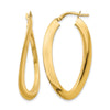 14K Polished Twisted Oval Hoop Earrings