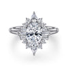 14K White Gold Oval Halo Diamond Engagement Ring