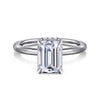14K White Gold Hidden Halo Emerald Cut Diamond Engagement Ring