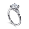 14K White Gold Round Three Stone Diamond Engagement Ring