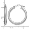 Sterling Silver RH-plated Textured Hinged Hoop Earrings