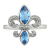 Diamond, Aquamarine Gemstone Fleur De Lis Ring