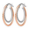 Sterling Silver Rose-tone D/C Hoop Earrings