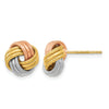 14K with White and Rose Rhodium Knot Polished D/C Post Earrings