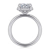 14K White Gold Round Hidden Halo Diamond Engagement Ring