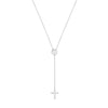 Cross Lariat Necklace with Disc