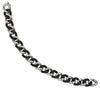Sterling Silver Black CZ and Polished Curb Link Bracelet