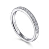 14K White Gold Micro Pavé Channel Diamond Wedding Band with Milgrain