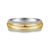 14K White-Yellow Gold High Polish Men's Wedding Band with Milgrain Edge