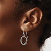 10K White Gold Polished and Textured Shepherd Hook Earrings