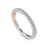 14K White-Rose Gold Diamond Matching Wedding Band