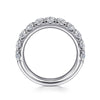 14K White Gold 11 Stone French Pavé Set Diamond Wedding Band