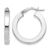 14K with White Rhodium Plating Polished Hoop Earrings