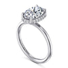 14K White Gold Oval Hidden Halo Diamond Engagement Ring