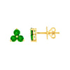 3.5mm Green Tsavorite Trio Stud Earrings