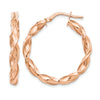 10K Rose Gold Polished Twisted Hoop Earrings