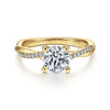 14K Yellow Gold Twisted Round Diamond Engagement Ring