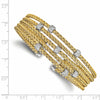 Sterling Silver Rhodium-plated Gold-plated CZ Woven Flexible Cuff