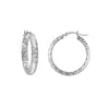 Sterling Silver 4mm x 25mm Diamond-Cut Hoop Earrings