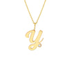 Script 'Y' with Diamond Bezel Necklace