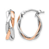 10K with White Rhodium and Rose Gold Plating Braided Hoop Earrings