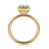 14K Yellow Gold Emerald Cut Bezel Set Diamond Engagement Ring