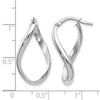 14K White Gold Polished Oval Twisted Hoop Earrings