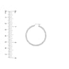 Sterling Silver 3mm x 30mm Diamond-Cut Rhodium Hoop Earrings