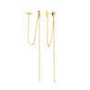 Front to Back CZ Bar Chain Drop Earrings