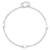 14K White Gold Ovals 3-Station 10 inch Plus 1 inch Extender - Total 11 inch Anklet