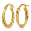 14K Gold Polished Textured Oval Hoop Earrings