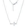 Sterling Silver E2W Small Sideways Cross Necklace