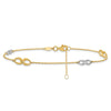 10K Two-tone Infinity 4-Station 9 inch Plus 1 inch Extender - Total 10 inch Anklet