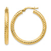 14K ForeverLite Polished and Textured Hoop Earrings