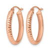 10K Rose Gold D/C Oval Hinged Hoop Earrings