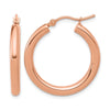 14K Rose Gold 3mm Polished Hoop Earrings