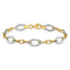 10K Two-tone Polished and Textured Link Bracelet
