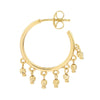 Diamond-Cut Bead Shaker Hoop Post Earrings
