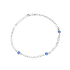 Sterling Silver Blue CZ Stations on Chain Adjustable Anklet