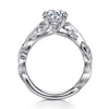 14K White Gold Floral Round Diamond Engagement Ring